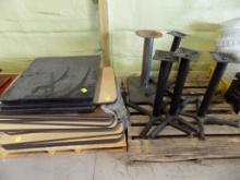 Large Group Of Table Tops w/5 Legs, Tables Are Black And Wood Grain