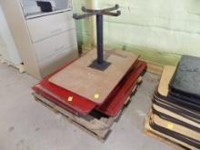 Group Of Red 48 x 30 Dining Table Tops w/ 1 Set of Legs, Approx. 7 Tops