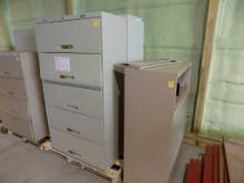 (3) Lateral File Cabinets, (1) Tan 4-Drawer (2) Light Gray 5-Drawer