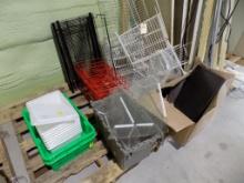 Group Of Wire Shelving, Baskets, Plastic Bins And Box Of Hooks And Misc