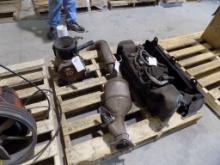 Pallet with Exhaust Parts, Fuel Tank and Large Filtered Hydraulic Pump