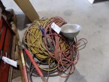 Group of Electrical Cords and a Heat Lamp, MOST CORDS HAVE ENDS CUT OFF
