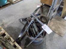 Sprint Car Rear Bumper, Damaged Racing Wheel, (4) Air Shocks and a Mono Lea