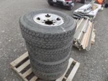 (4) Mounted Goodyear Wrangler Tires 265/75 R16 on 8 Lug Wheels
