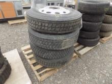 (4) Mounted 22.5 Tires on Aluminum Wheels