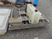 20 Gal. White Poly Holding/Fuel Tank Mounted on a Gray Steel Frame