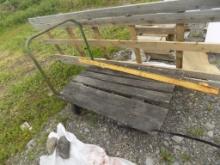 Green Handled Platform Cart with  48'' Long Wood Deck