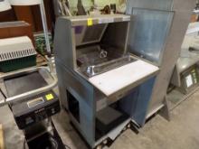 Stainless Steel Single-Pot Steam Table w/Cutting Board w/Glass Divider On O