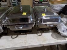 (2) Stainless Chaffing Dishes w/ Lids, On Stands