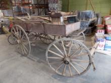 Antique Horse Drawn Wagon, Red, Showing a Little Rot in Toe Board Otherwise