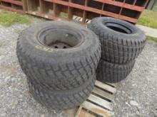 (4) Mounted 31 x 13.5 - 15 Tires on Black 8 Lug Wheels