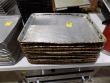 Stack Of (20) Well Used 1/2 Sheet Trays, Still In Good Condition