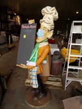 6' Tall Chef Holding Menu Board Statue