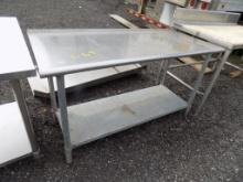 60'' x 24'' Stainless Work Table w/ Small Back Splash And Shelf Underneath