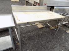 60'' x 30'' Stainless Work Table w/ Poly Cutting Board Top w/Back Splash