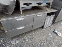 62'' x 32'' x 27'' Tall Stainless Work Stand Refrigerated With (1) Door And