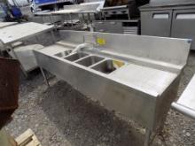 Under-Bar 4-Bay Sink w/Faucet, Drainboard On Each End, 84'' Long, Needs A L