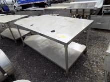 Stainless Steel Work Table, Angles Cut On One End, 86'' Long At Point, x 38
