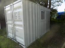 12' Office/Storage Container with Walk Thru Door and Window on 1 Side, Swin