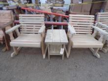 Amish Made 3-Pc Adirondack Rocker w/Center Table, Unfinished