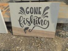 18'' x 24'' ''Gone Fishing'' Bluestone Sign Stone, 1'' Thick