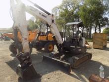 Bobcat E50 Midi Excavator, Open Cab, Rubber Tracks, Grader Blade, 24'' Buck