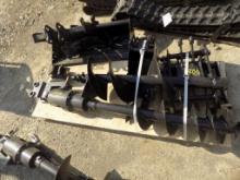 New Mini Excavator Attachment Set - Augers, Grapple, Rake, Ripper Bucket an