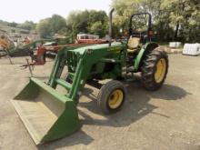 John Deere 5220 2 WD Tractor with 521 Loader, 74'' Bucket, Sync-Shuttle , 3