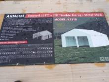 New KJ 23' x 22' x 13' Double Garage Metal Shed w/One Side Door Entrance, M