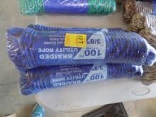 (3) New 100' x 3/8'' #12 Braided Utility Rope, Blue (3 x Bid Price)