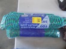 (3) New 100' x 3/8'' #12 Braided Utility Rope, Green (3 x Bid Price)