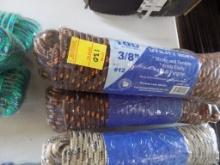 (3) New 100' x 3/8'' #12 Braided Utility Rope, Brown (3 x Bid Price)