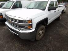 2016 Chevrolet 2500 HD W/T Double Cab, White, 256,215 Miles, Vin # 1GC2CUEG