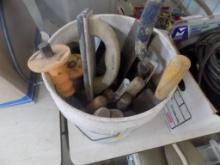 Bucket Full Of Trowels, Chisels And Sanding Blocks