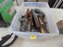 Clear Tote Full Of Wood Lathe Tools