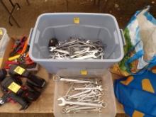 (2) Totes Of Assorted Wrenches, SAE, Metric, Craftsman, Husky, Pittsburgh