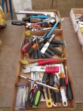 (3) Boxes Of Misc Tools, Screwdrivers, Channel Locks, Vice Grips, Pipe Wren