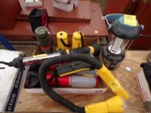 Box of Assorted Flashlights and GE Battery Powered Lantern