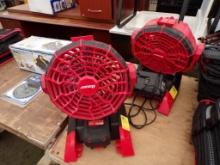 (2) Bauer 20v Portable 2-Speed Fans (1) Battery (2) Chargers