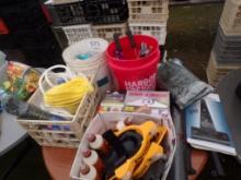 Group Of Misc Items, Crate Of Assorted Rope, Gorilla Wood Glue, Knee Blades