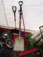 Group Of Shovels & Shop Broom