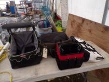(3) Assorted Cloth Tool Bags & (1) Tool Bag w/Built In Stool