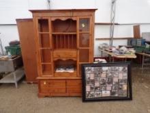 (2) Pc. Dining Room Hutch - Top 48'' x 17'' x 55'', MISSING (1) GLASS INSER