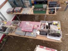 Large Group of Plastic Organizers and Totes with Misc. Items - Computer Fan