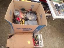 Box of Misc. Items - Welding Leads, Grease Fittings, Screwdrivers, Nails, N