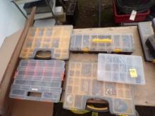 (5) Plastic Organizers with Assorted Nuts, Bolts, Washers and Screws