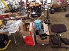 Ergonomic Kneeling Chair, Box of Rubbermaid Floppy Disk Holders, Wooden Dis