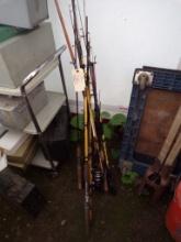 Group of Fishing Poles, Some Have Reels, Some Have Not