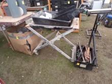 Wet Tile Saw Stand and (2) Tubs, Box of Concrete Forms, Roller Stand, 11 To