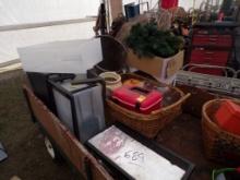 Group of Misc. Items - Pre-Lit X-mas Tree, Plastic 3 Drawer Dresser, Glassw